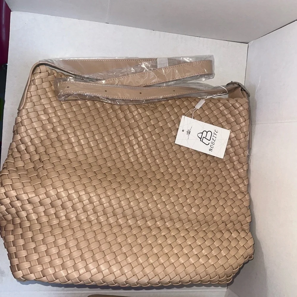Woven Shoulder Bag for Women, Vegan Leather Tote Large Summer